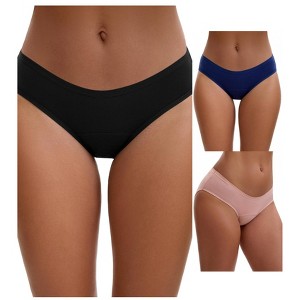 INSPIRE CHIC 3 Layers Period Leak Proof Briefs for Women's Cotton Mid-Waisted Underwear 3 Packs - 1 of 4