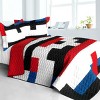 Slickblue Handmade TC Fabric Quilt Set, Machine Washable, Bedding, Modern Geometric, Full/Queen, Mixed Tones, 3pc - 2 of 4