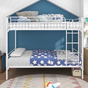 Kumasinova Twin-Over-Twin Bunk Bed Frame with 10" Under-Bed Storage, Metal Bed Frame with Ladder for Kids’ Bedrooms/Guest Spaces - 1 of 4