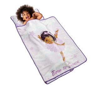EVERYDAY KIDS Toddler Nap Mat – Ballerina – Soft Microfiber, Rollup with Handle & Pillow, for Preschool, Daycare, or Travel - 1 of 4