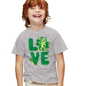 Boys' Short Sleeve Care Bears: Unlock the Magic Good Luck Bear Love St. Patrick's Day T-Shirt - 1 of 4