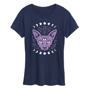 Women's - Instant Message - Cat With Crystals Short Sleeve Graphic T-Shirt - 1 of 4