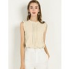 INSPIRE CHIC Women's Ruffled Curved Hem Business Office Vintage Sleeveless Blouse - 3 of 4