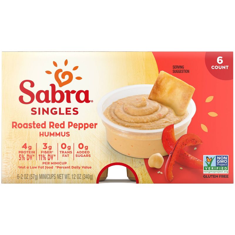 Sabra Roasted Red Pepper Hummus Singles - 12oz/6pk, 4 of 8