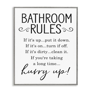 Stupell Industries Minimal Bathroom Rules Sign Hurry Up Humor, 14" x 11" - 1 of 4