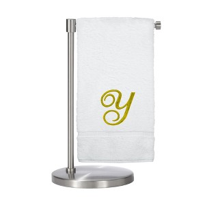 BC BARE COTTON Monogrammed Bath Towel, Personalized Gift, 27 x 54 inches - Set of 1 - White - Gold Script - 1 of 4