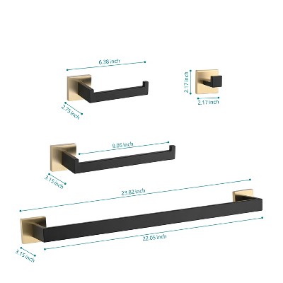 8-Piece Black and Gold Metal Bathroom Hardware Set