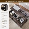 SinCiDo Lift Top Coffee Table, Farmhouse 48" Center Table w/ Lifting Platform, Hidden Storage Room, Adjustable Partition, & Arched Sliding Door - 2 of 4