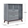 Vynxaria Mid-Century Modern Cabinet - Faux Wood with Splayed Legs, Cubby Shelves & 2 Drawers,Gray - 3 of 4