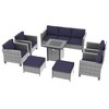 Sonkuki 8 Pieces Patio Sofa with Square Fire Pit Table and Ottomans, Wicker Conversation Couch, Light Gray Cushion - 2 of 4