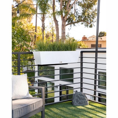 36" White Plastic Railing Planter with Adjustable Brackets