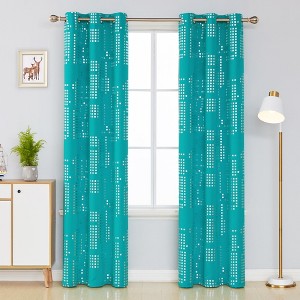 Deconovo Room Darkening Silver Foil Grommet Curtains (2 Panels) - 1 of 4