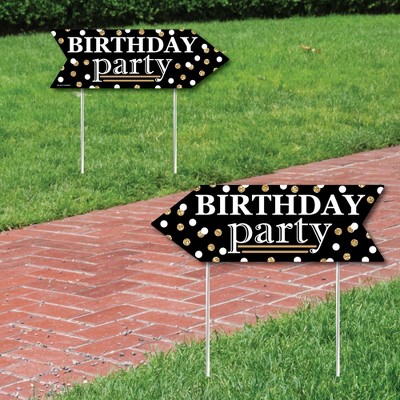 Big Dot of Happiness Adult Happy Birthday - Gold - Birthday Party Sign Arrow - Double Sided Directional Yard Signs - Set of 2