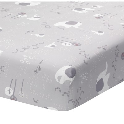 Bedtime Originals Elephant Love Gray/White Baby/Toddler Fitted Crib Sheet