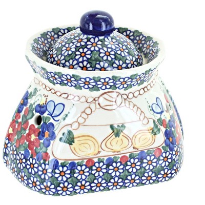 Blue Rose Polish Pottery Garden Butterfly Small Garlic Keeper : Target