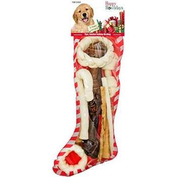 Pet Factory Happy Howlidays Assorted Dog Chews Christmas Stocking 11pc Large