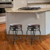 eHemco Swivel Metal Kitchen Counter Height Barstool with Upholstered Faux Leather Seat, 24 Inches, Black, Set of 2 - 2 of 4