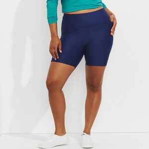 Lands' End Women's 6" High Waisted Bike Swim Shorts - 1 of 4