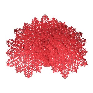 REGALWOVEN Set of 6 Snowflake Shape Placemats, Kitchen Table Mat, Seasonal Holiday Christmas Place Mats for Party Dining Table - 1 of 4
