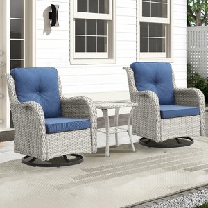 Gymojoy Outdoor Swivel Chairs with Side Table Glider Chairs Set of 3 - 1 of 4