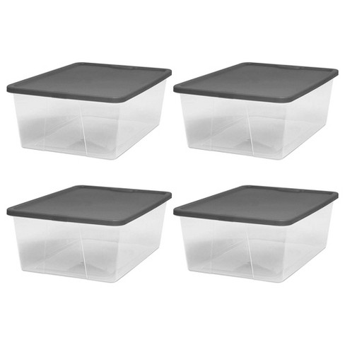 Homz 15.5 Qt Plastic Stackable Storage Containers with Lids, Clear (4 Pack)  