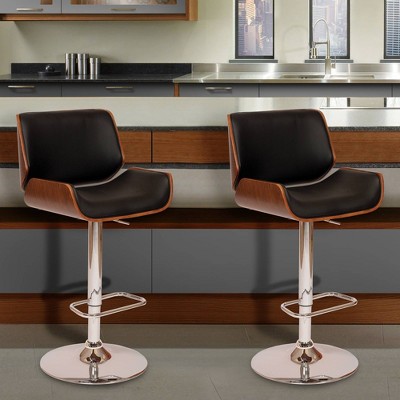 London Swivel Barstool Black/Walnut - Armen Living