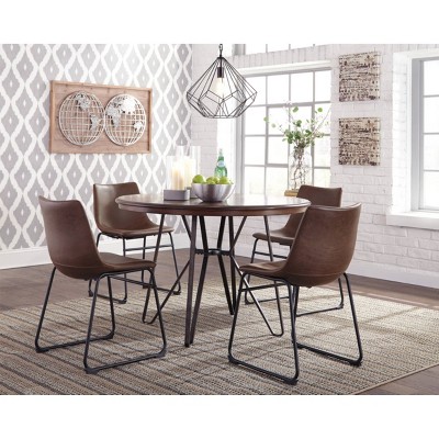 Mindi Veneer Mid-Century Modern Round Dining Table in Warm Brown