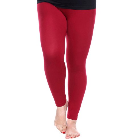 Women's Plus Size Super-stretch Solid Leggings Burgundy One Size