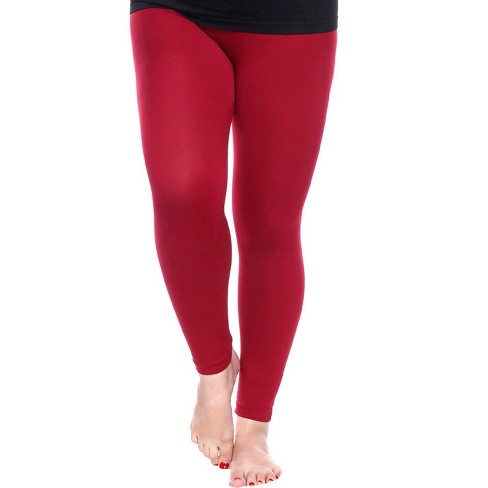 Women's Plus Size Super-stretch Solid Leggings Burgundy One Size Fits Most  Plus - White Mark : Target