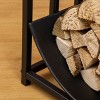 Syemin Firewood Racks and Carriers Indoor Outdoor Firewood Holde Firewood Rack Outdoor Wood Racks Outdoor for Firewood, Black, 16.5"*13.25"*17" - 3 of 4