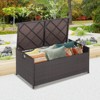 WELLFOR 34gal Patio Storage Bench PE Rattan Storage Box with Seat Cushion Mix Brown - 2 of 4
