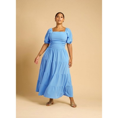 Rebdolls Women's Lana Ruched Skater Maxi Dress