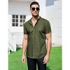 Men's Muscle Dress Shirts Slim Fit Stretch Banded Collar Short Sleeve Casual Button Down Shirt - 3 of 4