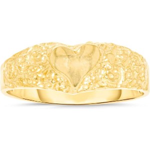 10k Yellow Gold 6mm Nugget Heart Filigree Ring - 1 of 4