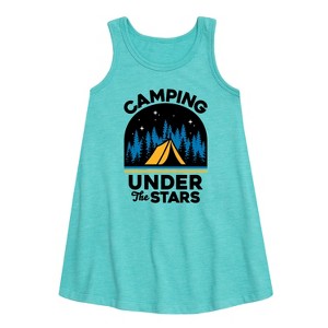 Girls' - Instant Message - Camping Under The Stars Graphic Sleeveless Aline Dress - 1 of 4