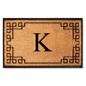 A1HC Bordered Designed Natural Coir & Rubber Monogrammed Doormat, Heavy Duty, Non-Slip Entry Mat - 1 of 4