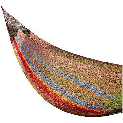 Amber Sports Mayan Double Hammock, 118"x86", South American Style Cotton Bed with Nylon Harness, Includes Carrying Pouch