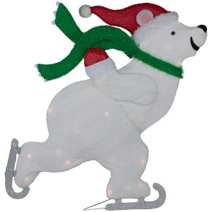 Northlight 36.25" Lighted Skating Polar Bear Christmas Decoration - 1 of 4
