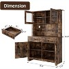 Freestanding Kitchen Pantry Cabinet with Drawers and Hutch, Adjustable Shelves and Microwave Stand, 63-Inch Tall Storage Unit for Dining Rooms - 2 of 4