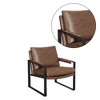 Simple Relax Upholstered Accent Chair with Metal Base in Umber Brown and Gunmetal - 3 of 4