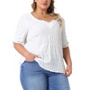 Agnes Orinda Women's Plus Size Notch V Neck Ruffle Short Sleeve Pleated Casual T-Shirts - 2 of 4