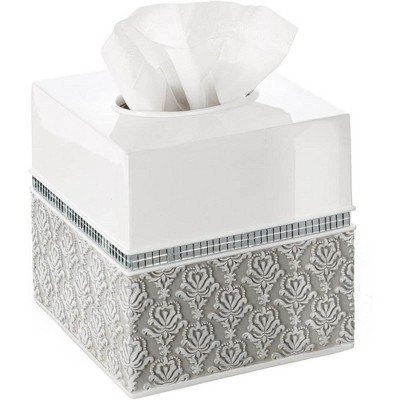 Creative Scents Mirror Damask White Square Tissue Box