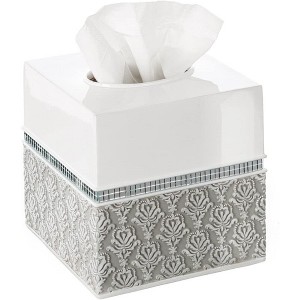 Creative Scents Mirror Damask White Square Tissue Box - 1 of 4