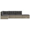 vidaXL 5 Piece Patio Lounge Set with Cushions Gray Poly Rattan - 4 of 4