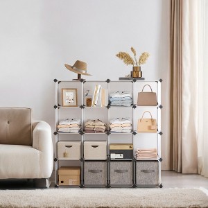 Cube Storage Organizer, Set of 16 Plastic Cubes, Cube Shelf, Book Shelf, Closet Organizers and Storage, Room Organization, 12.2 x 48.4 x 48.4 Inches - 1 of 4