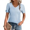 Women’s V-Neck Waisted Dress with Lotus Sleeves and Irregular Hem Dress - 2 of 4