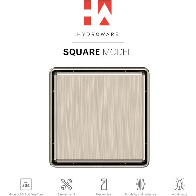 6-Inch Stainless Steel Square Shower Drain with Hair Strainer