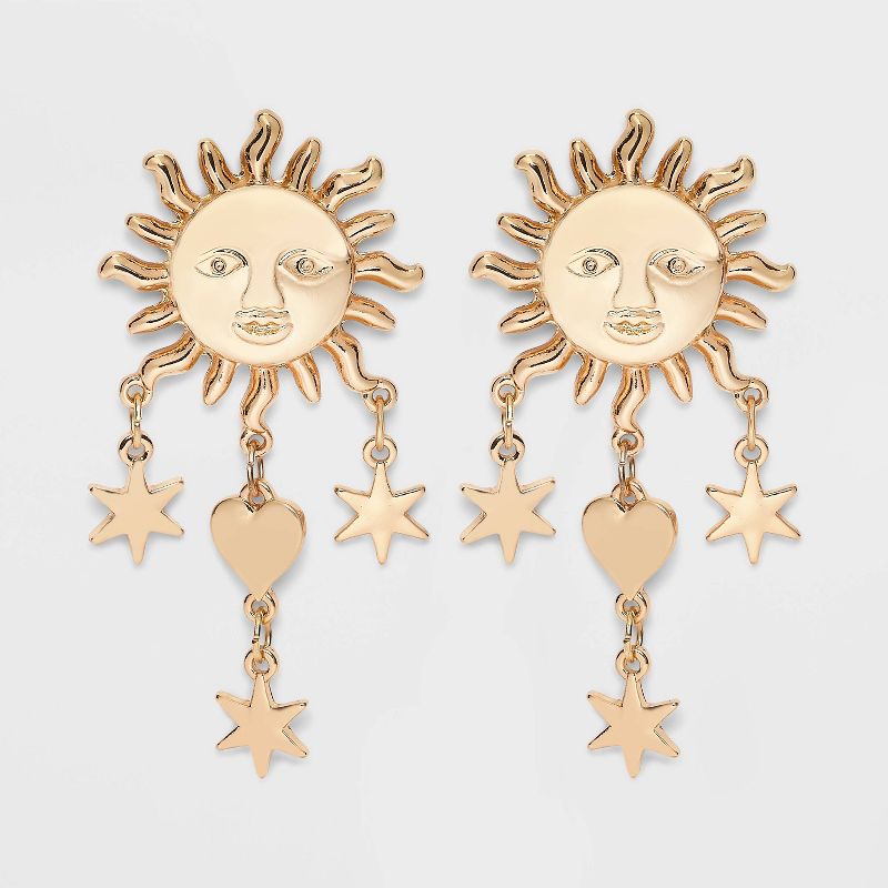Cascading Star Heart and Sun Statement Earrings - Wild Fable&#8482; Gold, 1 of 5