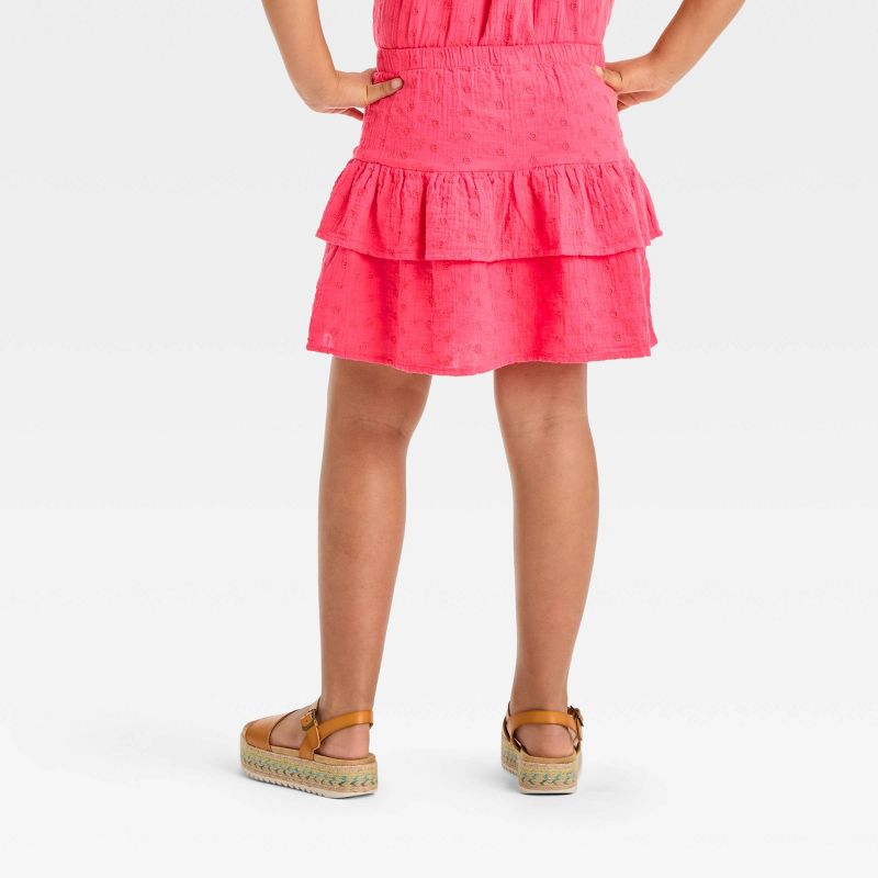Girls&#39; Tiered Woven Pull-On Skirt - Cat &#38; Jack&#8482; Hot Pink, 3 of 5