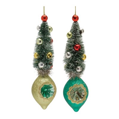 Melrose Pine Tree Reflector Drop Ornament (set Of 12) : Target